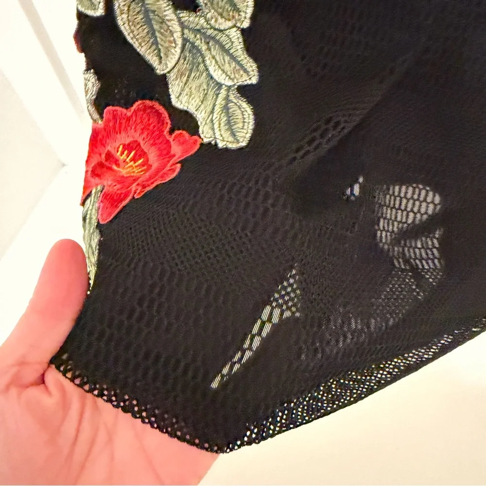 House of CB Athena NWT Black Dress with Red Floral Embroidery Small - Picture 7 of 8